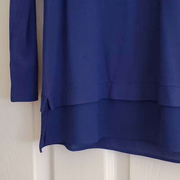 Chico's Navy Long Sleeve Top with Sheer Bottom - Picture 4 of 10